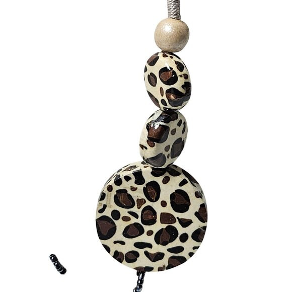 Handcrafted Abstract Pendant Necklace Leopard Print Mother of Pearl Accents - Picture 4 of 9